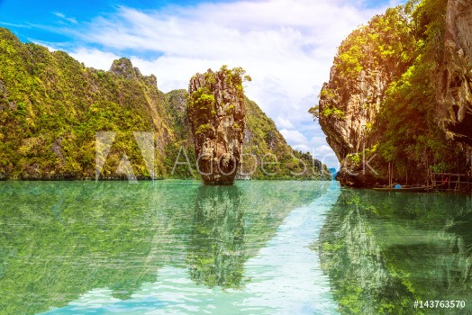 Picture of Phuket Thailand island reflected in the water
